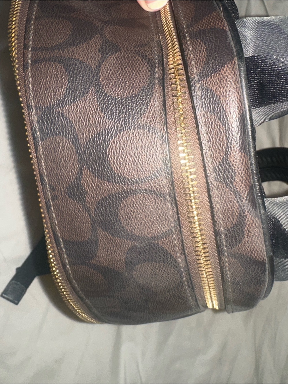 Coach Brown Signature Canvas and Black Leather Pocket Backpack - Picture 8 of 8